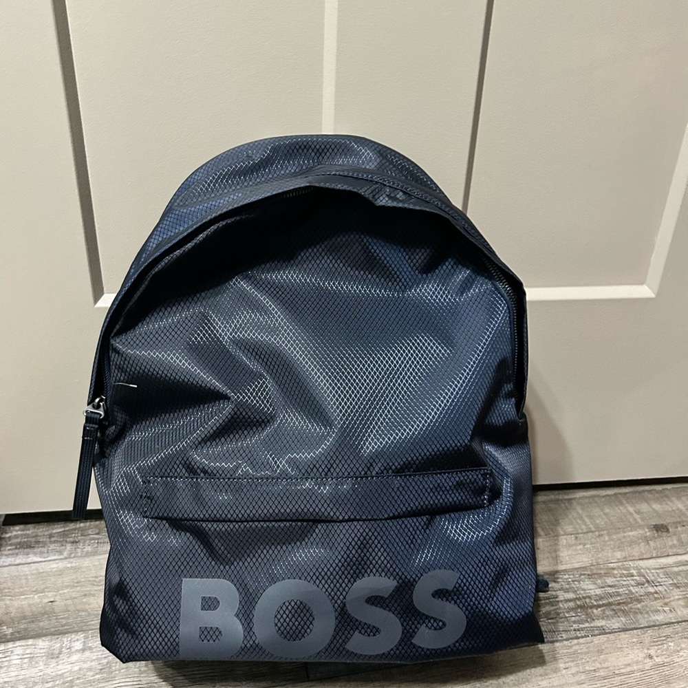 Boss Men's Navy Textured Logo Backpack